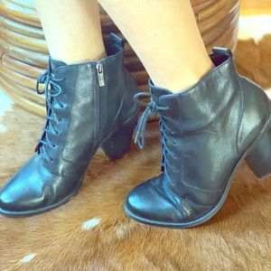 Jessica Simpson Black Lace up Booties- Sz 9.5/39.5